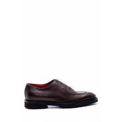 Kahverengi Deri Bağcıklı Lastik Taban Klasik Ayakkabı