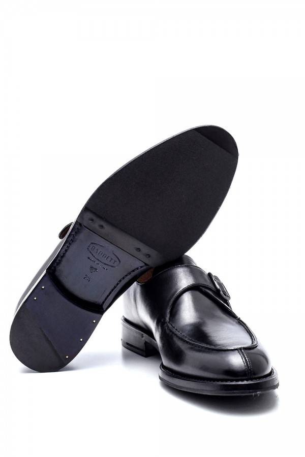 Siyah Deri Lastik Ve Kösele Taban Tklasik Ayakkabı