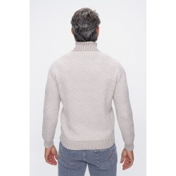 %100 Cashmere Desenli Balıkçı Yaka Triko