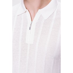 %100 Koton Fermuarlı Polo Yaka Örme T-Shirt