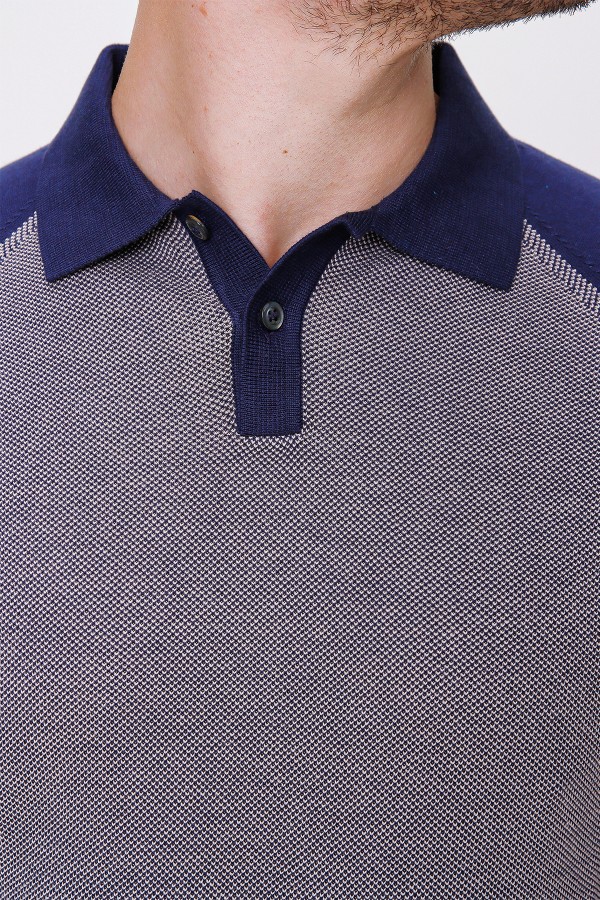 Polo Yaka İki Düğme Örme T-Shirt