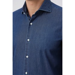 Jean Kumaş Italyan Yaka Gömlek