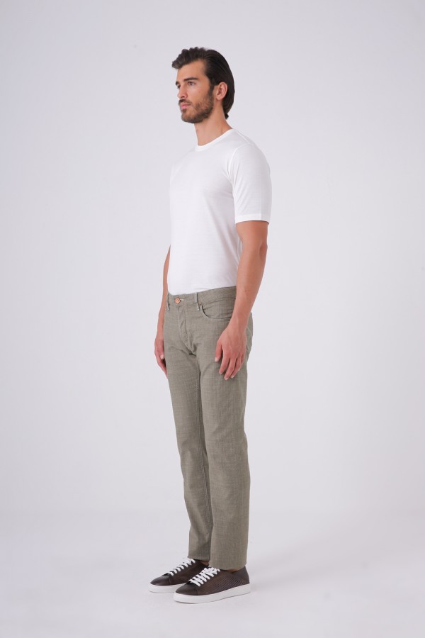 Ravello-C Model Önü Düğmeli  Cepli Cotton Pantolon