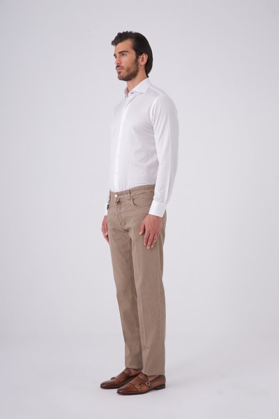 Önü Düğmeli Beş Cepli  Denim Pantolon