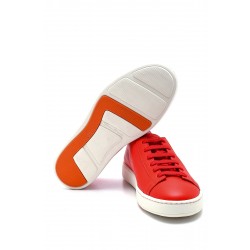 Kırmızı Deri Lastik Taban Bağcıklı Sneakers