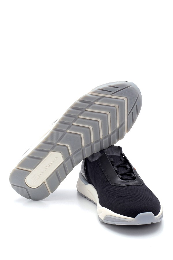 Siyah Bileği Lastikli Bağcıklı Lastik Taban Sneakers