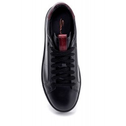Deri Siyah Altı Lastik Bağcıklı Sneakers
