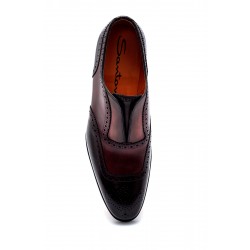 bordo ve kahverengi çift renk kösele taban klasik ayakkabı