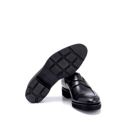 Siyah Deri Altı Lastik Klasik Ayakkabı