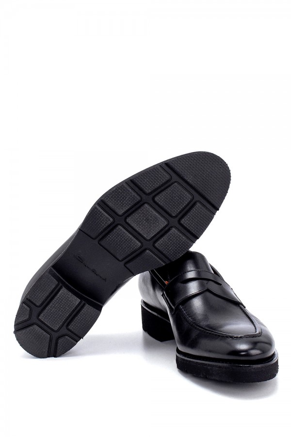 Siyah Deri Altı Lastik Klasik Ayakkabı