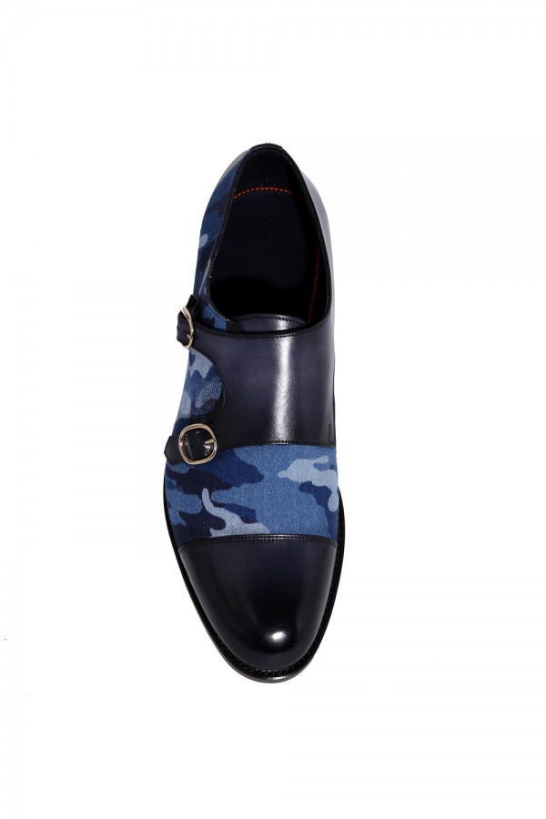 Kamuflaj Desen Çift Tokalı Klasik Ayakkabı