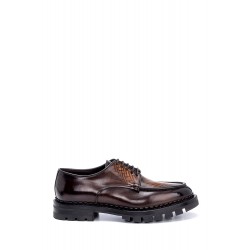 Kahverengi Deri Altı Lastik Bağcıklı Klasik Ayakkabı
