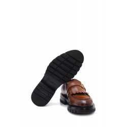 Taba Deri Tek Tokalı Lastik Taban Klasik Ayakkabı