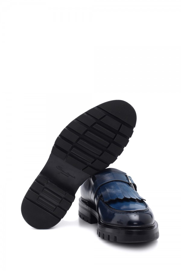 Lacivert Deri Tek Tokalı Lastik Taban Klasik Ayakkabı