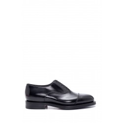 Siyah Deri Lastik Ve Kösele Taban Bağcıklı Klasik Ayakkabı