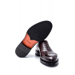 Bordo deri Lastik Ve Kösele Taban Bağcıklı Klasik Ayakkabı