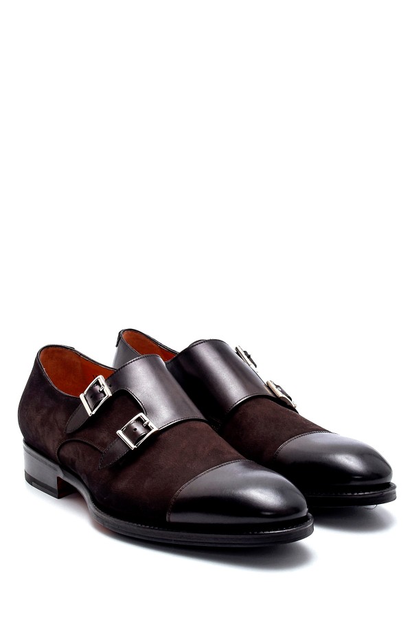 Kahverengi Nubuk Deri Ve Normal Deri Klasik Ayakkabı