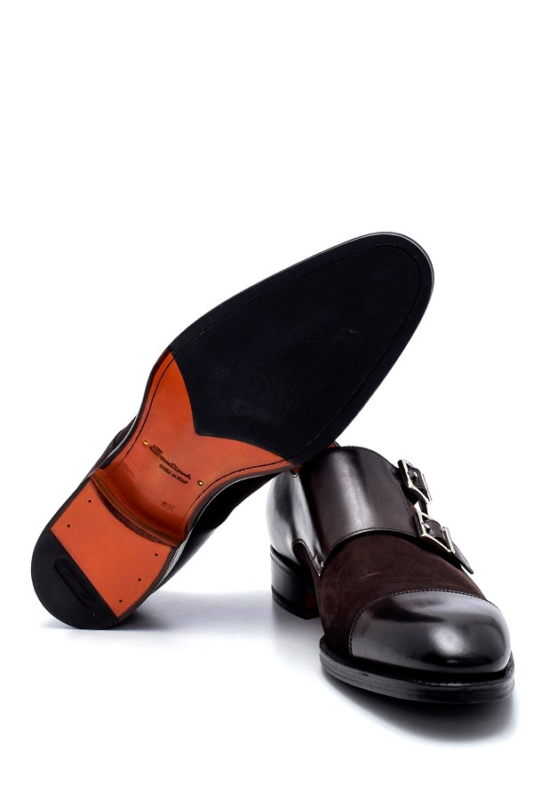 Kahverengi Nubuk Deri Ve Normal Deri Klasik Ayakkabı
