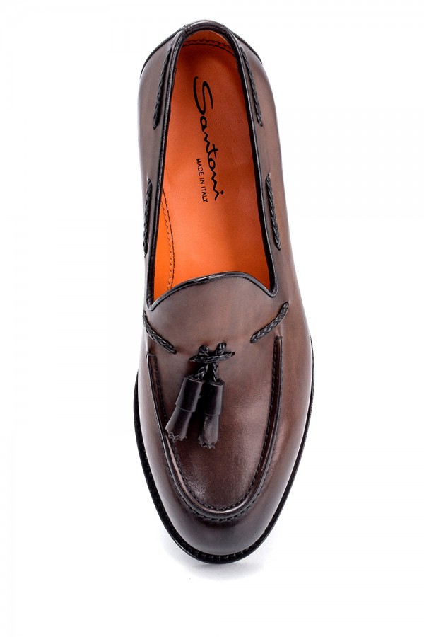 Deri kahverengi Püsküllü Altı Yarım Lastik Klasik Ayakkabı