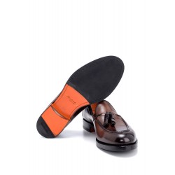 Deri kahverengi Püsküllü Altı Yarım Lastik Klasik Ayakkabı