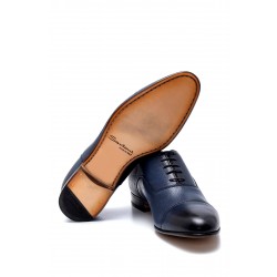 Lacivert Deri Kösele Taban Bağcıklı Klasik Ayakkabı