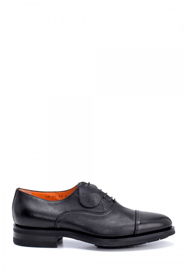 Bağcıklı Altı Lastik Taban Siyah Klasik Ayakkabı