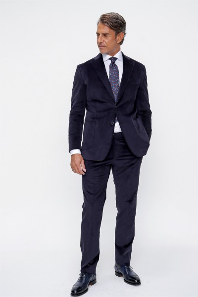 Kadife Fitilli Kumaş Mono Yaka Takım Elbise