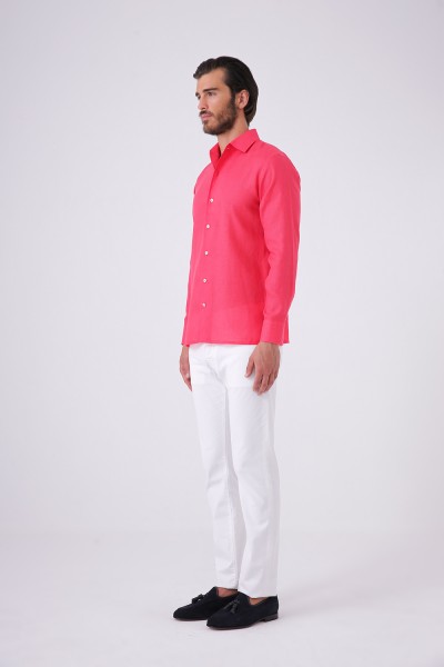 Keten Gömlek Kırmızı