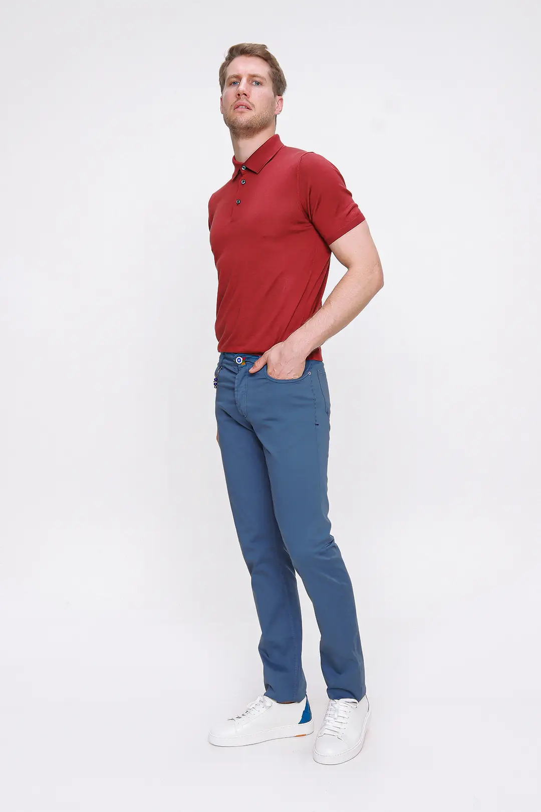 Önü Düğmeli Beş Cepli Cotton Pantolon 2