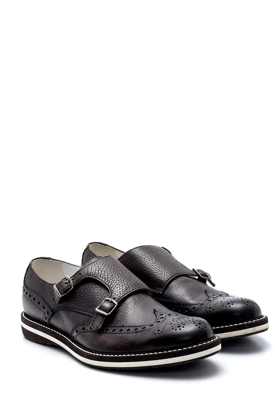 Deri Çift Tokalı Altı Lastik Loafer 2